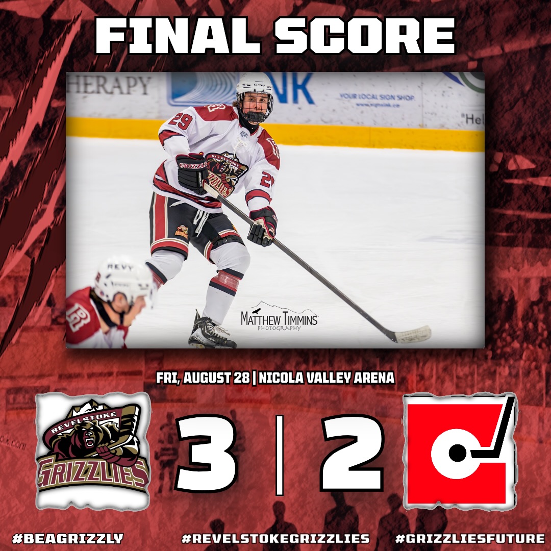 Final from Merritt

Friday, August 28th
Revelstoke Grizzlies -Merritt Centennials 3:2

( 📸 @timminsphotos )

#RevelstokeGrizzlies #BeAGrizzly #GrizzliesFuture #BCHC