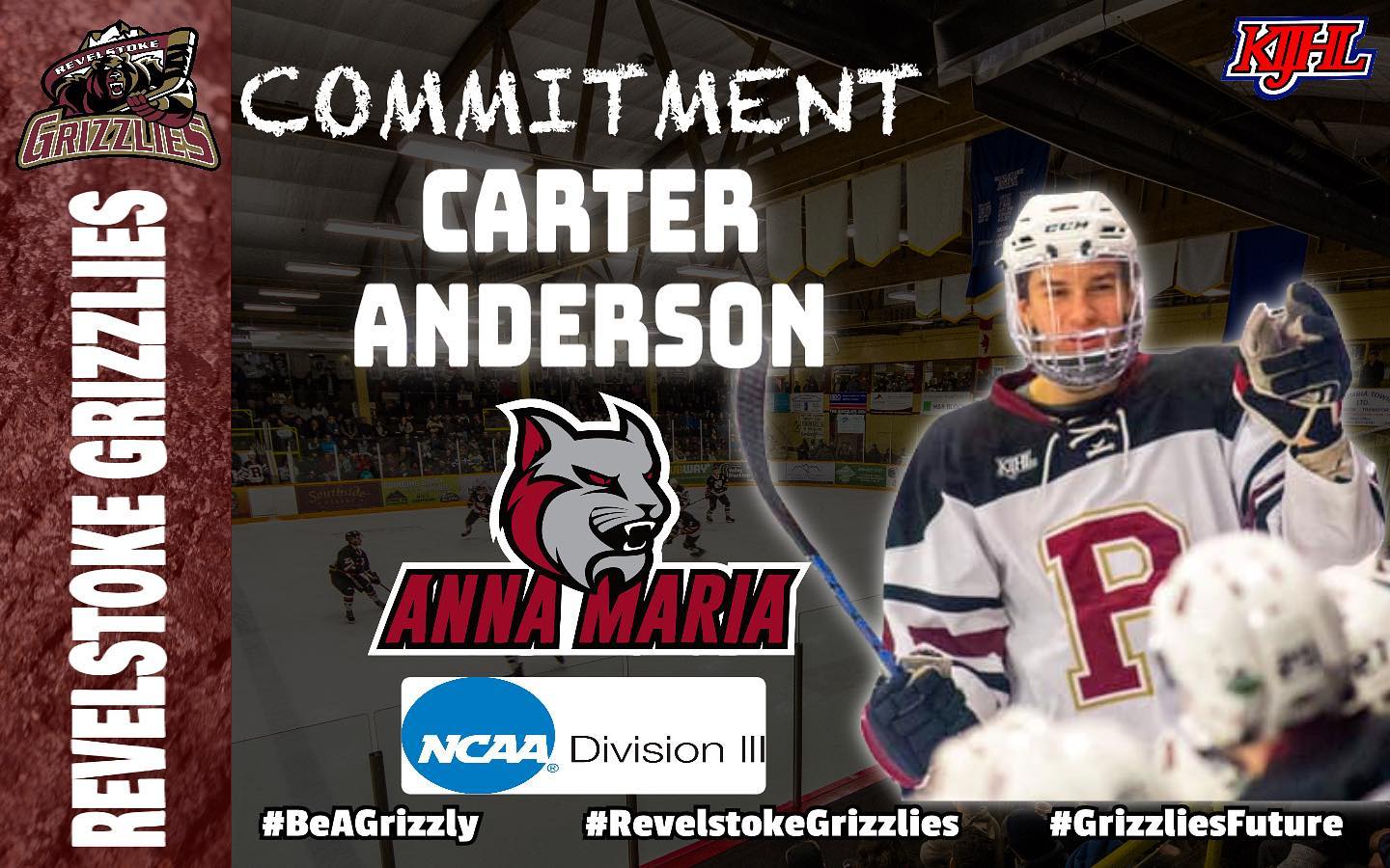 🚨 COMMITMENT ALERT 🚨

Congratulations to our former player Carter Anderson ( @carter21anderson ) on his commitment to Anna Maria College ( @goamcats ) NCAA D3 for the 2022-23 season!

Way to go Carter !!! We are all proud of you 👏

#RevelstokeGrizzlies #GoGrizzlies #KIJHL #AnnaMariaCollege #BeAGrizzly #PlayLikeAGrizzly